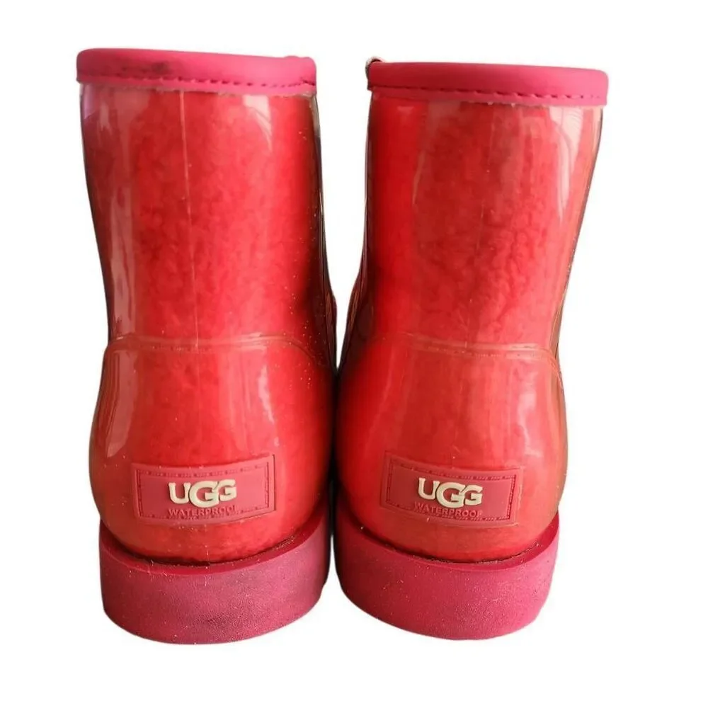 UGG Boots‎ Womens 9 Clear Mini Sherpa Waterproof Ankle Logo Outerwear Snow
